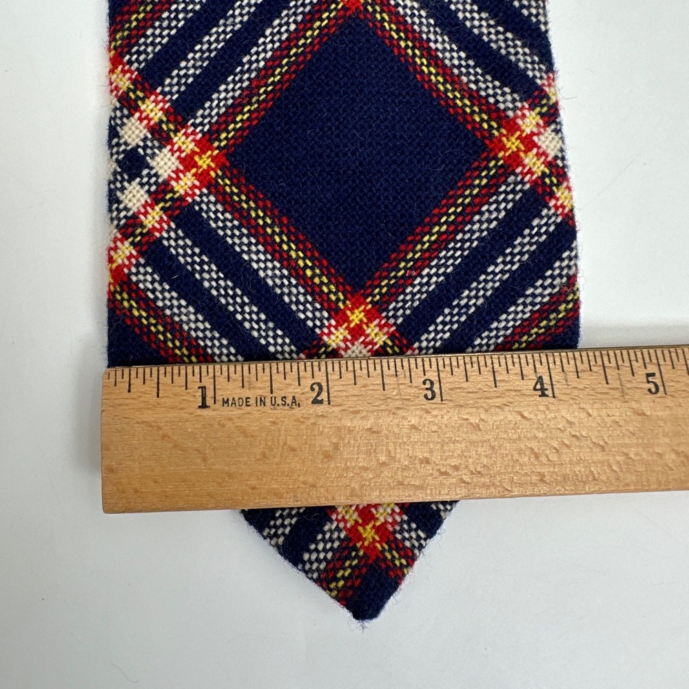 Liebert Necktie Mens 4" Navy Blue Red Plaid Wool Blend Vintage Goudchaux's USA - Picture 8 of 8